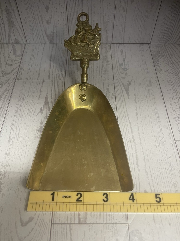 VTG Nautical Solid Brass Fireplace Tools Complete Set 5 Piece HMS Victory