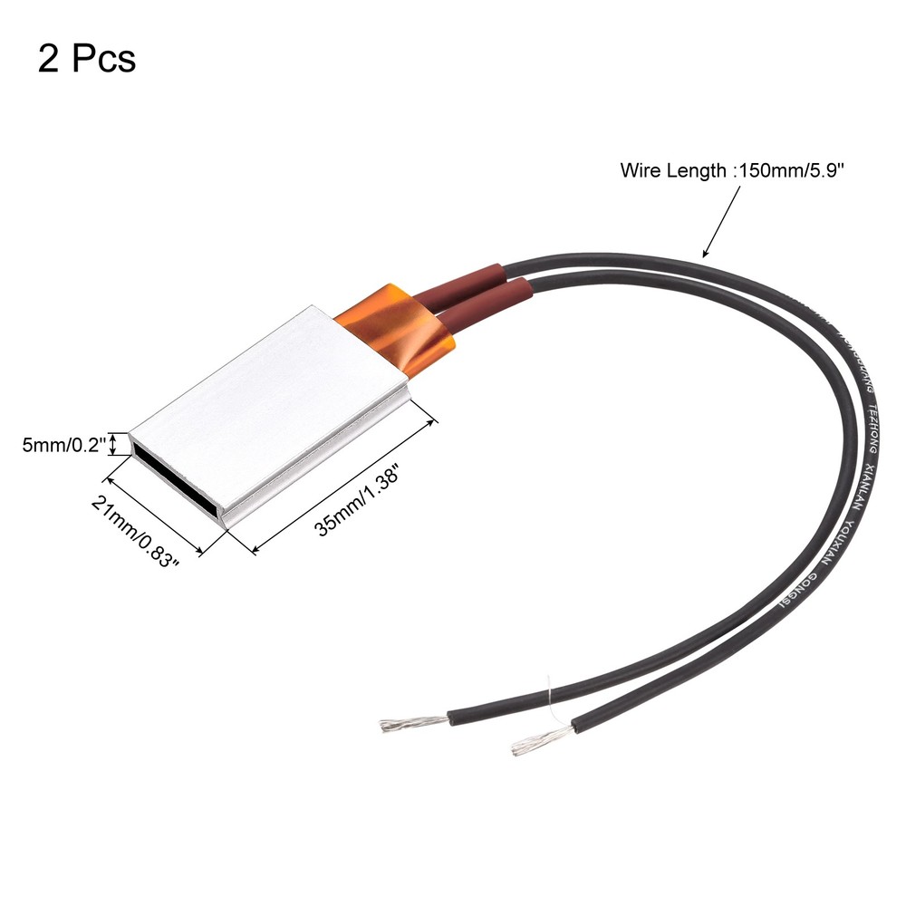 2 x PTC Heating Element 12V 2W-15W 70C Consistent Ceramic Thermostatic