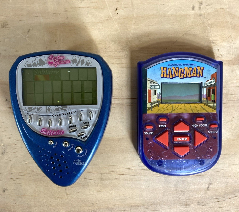 Lot 2 Electronic Hand-Held Games Solitaire & Hangman Working