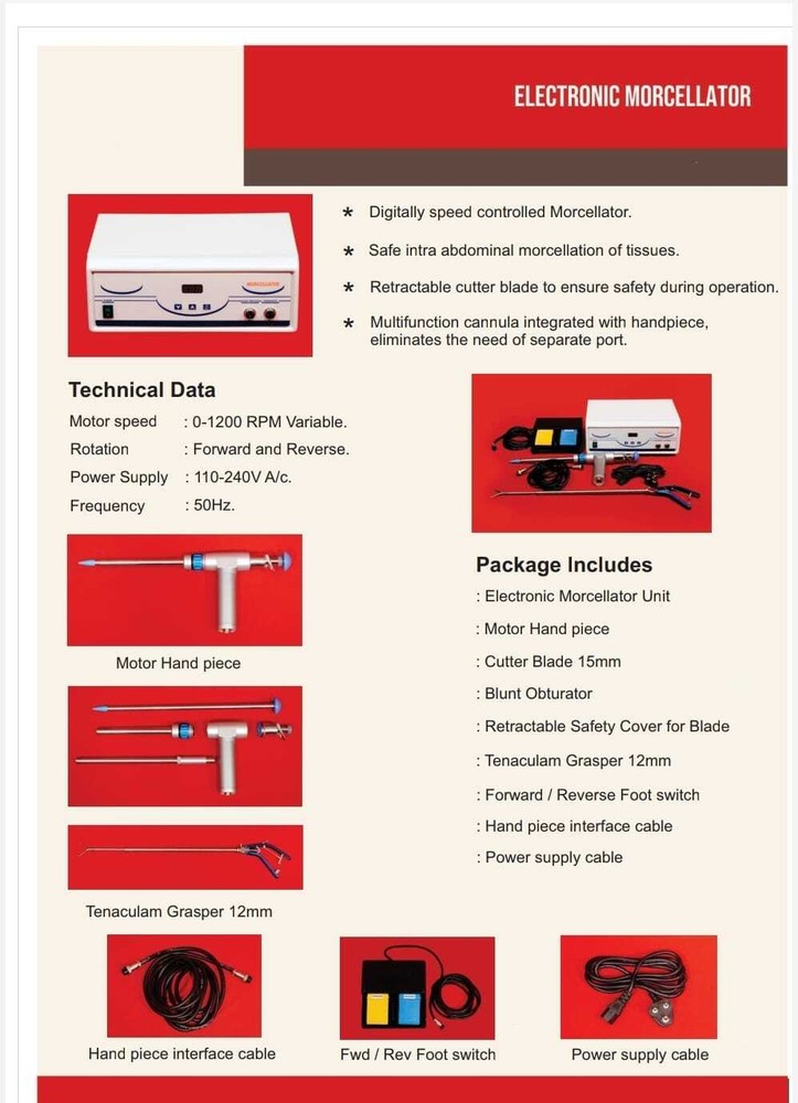 Laparoscopic Electronic Digital Morcellator System Reusable Surgical Instruments