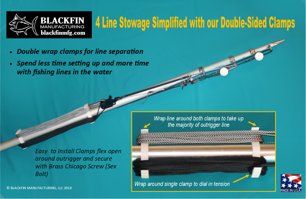 Outrigger Rigging Kit 4 Line Set 50/30 Ft + Locking Double Pulleys & Line Caddy