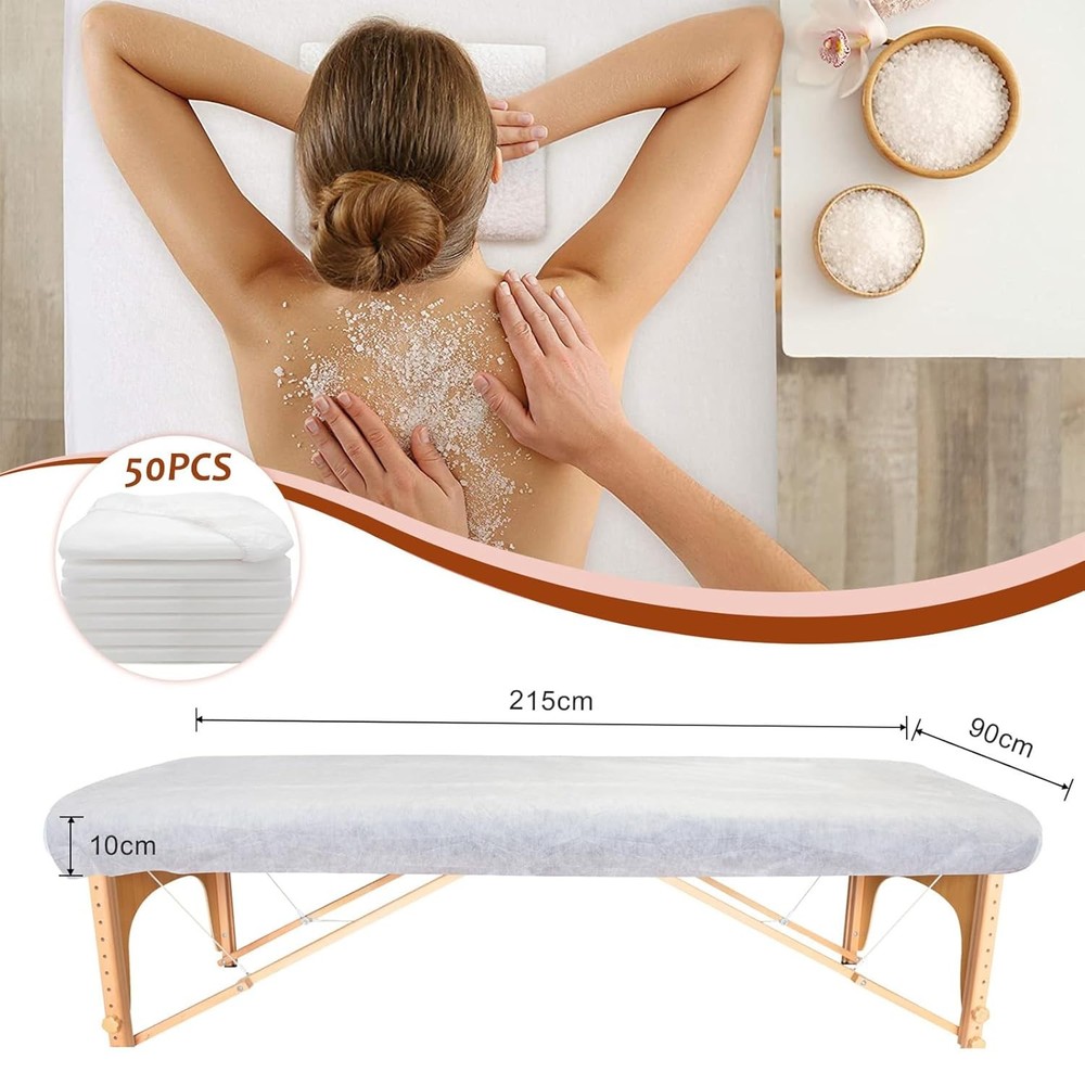 50PCS Disposable Fitted Massage Table Sheets, Heavy Duty Elastic Disposable