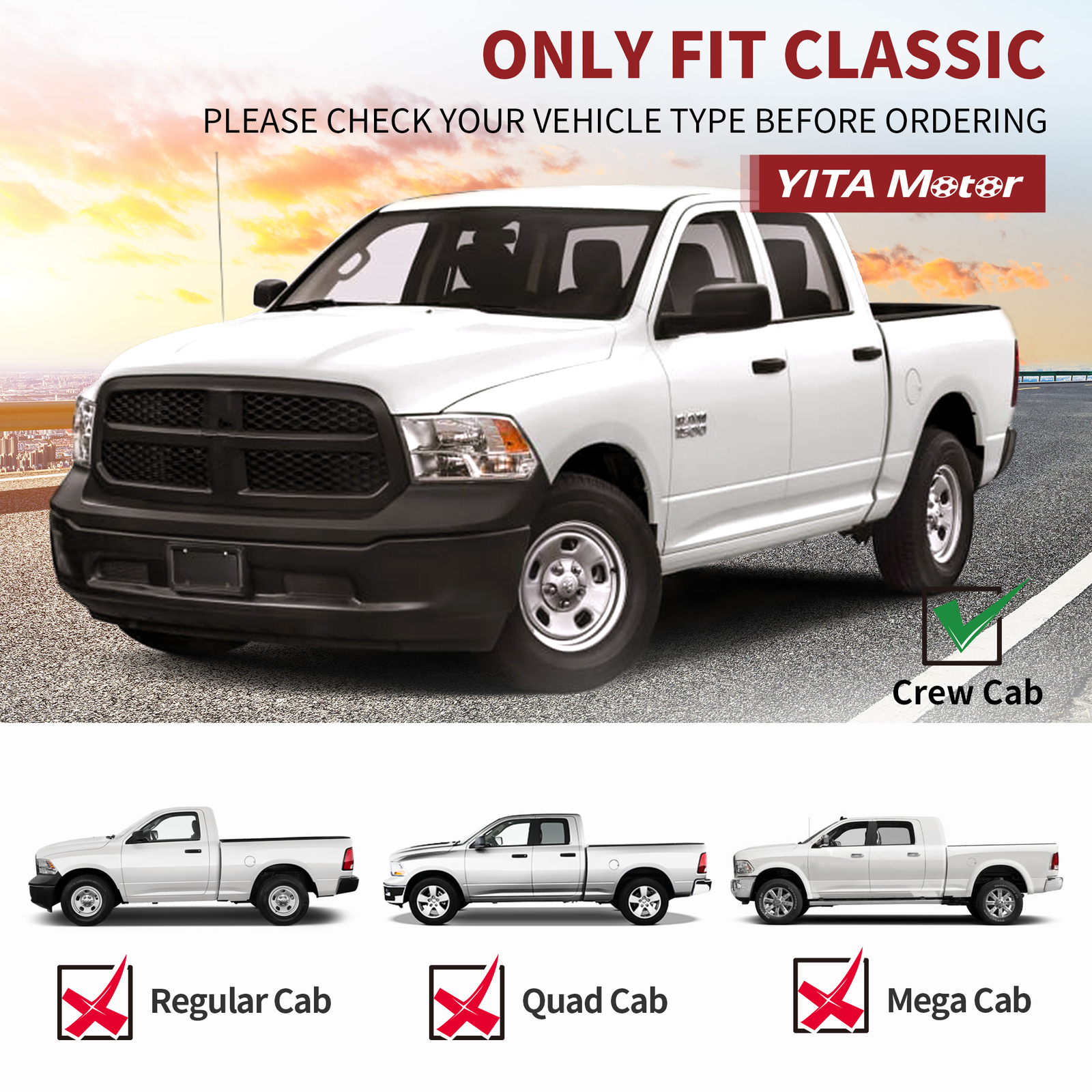 Running Boards for 2009-2018 Dodge Ram 1500 Crew Cab 6" Side Step Nerf Bars BLK