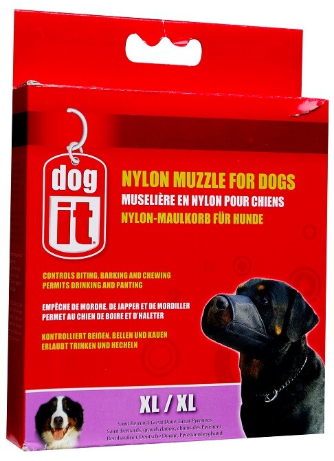 Dogit Soft Nylon Dog Muzzle Black X-Large 9 inch