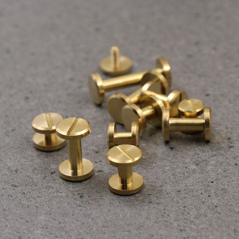 4-20mm Nail Brass Solid Rivets Stud Head Flat Belt Screw Leather Craft
