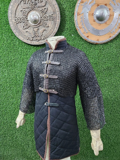Chain Mail Half Shirt Flat Riveted with Solid rings Jacket Tapered Sleeves