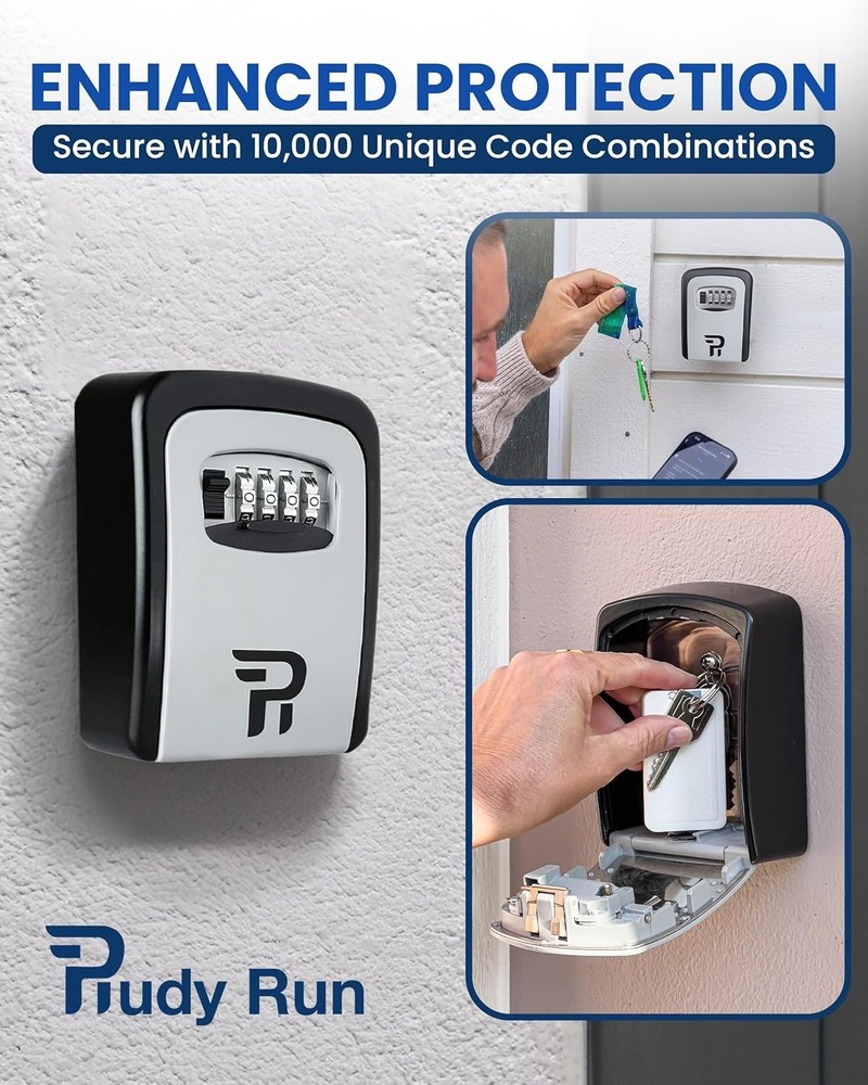 Weatherproof Key Storage Lock Box with Combination Lock – Wall Mounted Organizer