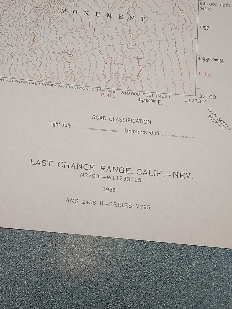Last Chance Range California Map 1958