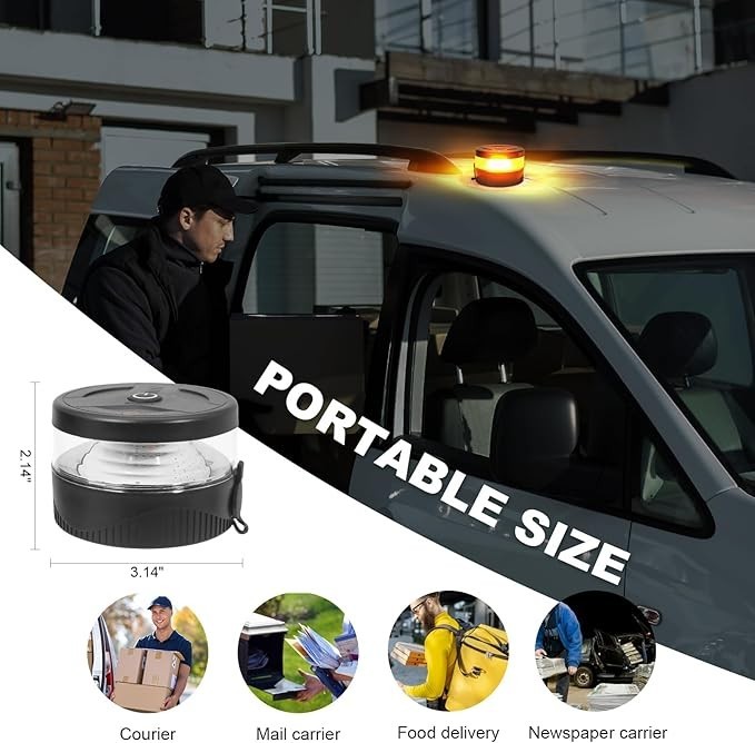Magnetic Wireless Beacon LED Strobe Light USB-C Rechargeable Warning IP67