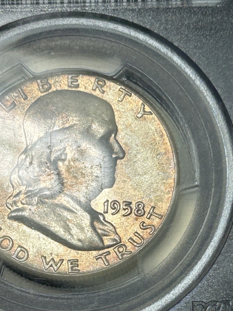 1958 FRANKLIN HALF DOLLAR PCGS CAC MS65 Tones