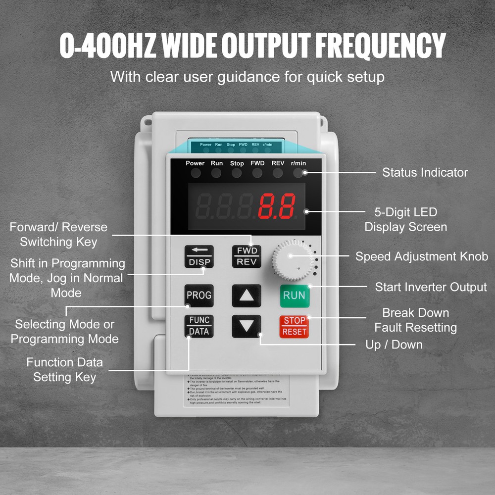 5HP 4KW 220V Variable Frequency Drive VFD for 3-Phase Motor Speed Control