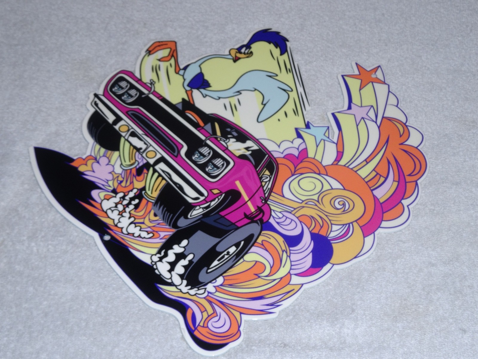 VINTAGE DODGE MOPAR ROAD RUNNER DIECUT 12" METAL ROADRUNNER CAR ADVERTISING SIGN