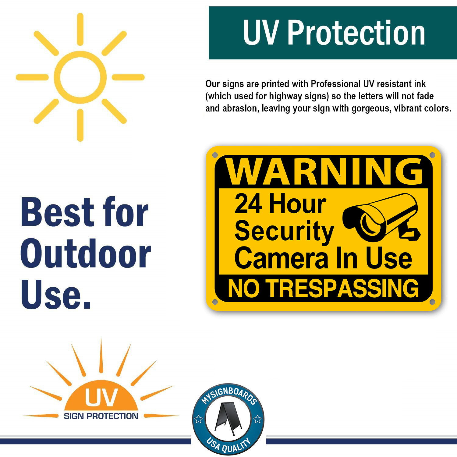 Yellow Warning 24 hour video surveillance No Trespassing Home Security cctv Sign