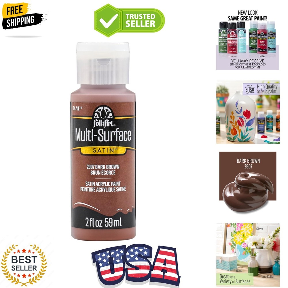 Multi-Surface Paint in Assorted Colors 2 Ounce, Bark Brown