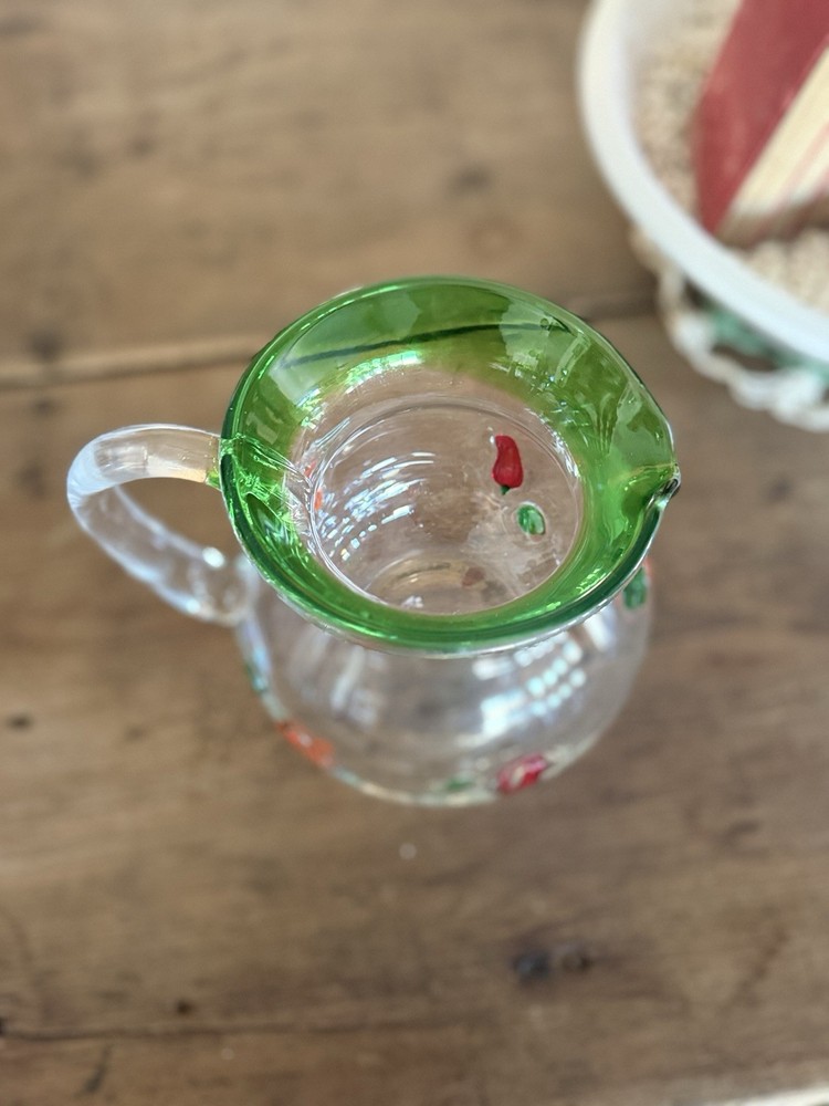Hot Pepper Hand Blown Mexico Clear Glass Pitcher