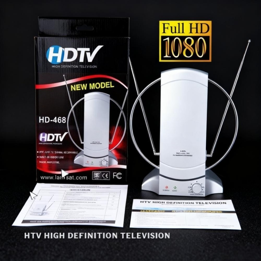 HD-468 Indoor HDTV Antenna, Amplified 4k Ready 1080P Indoor VHF/UHF Receiver
