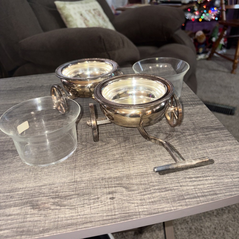 VINTAGE F.B. Rogers 1883 Silver #517 Wagon Condiment Server Wine Bottle Coasters