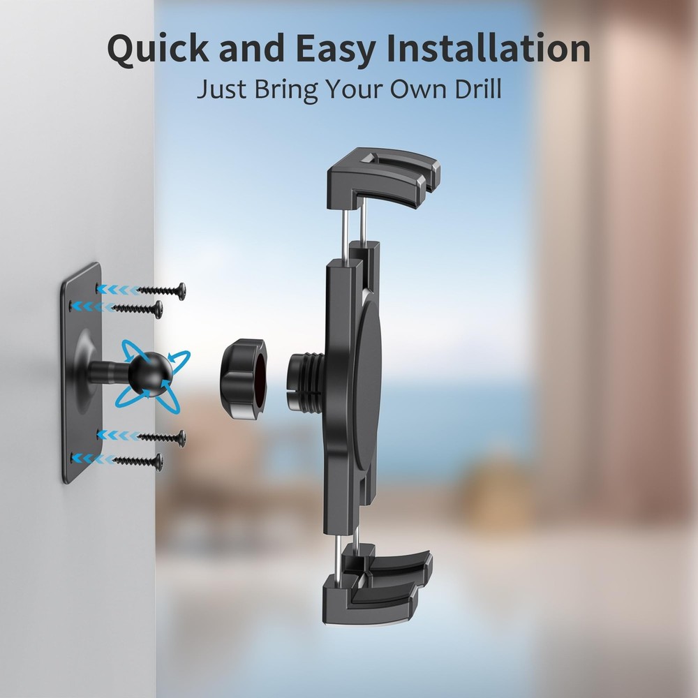 TeQable Tablet Wall Mount, 360° Rotating iPad Mount Holder, Short