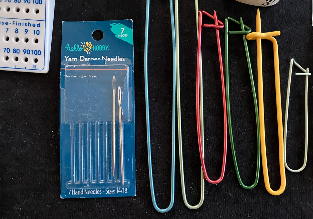 YARN + KNITTING NEEDLES AND MISCELLANEOUS ITEMS