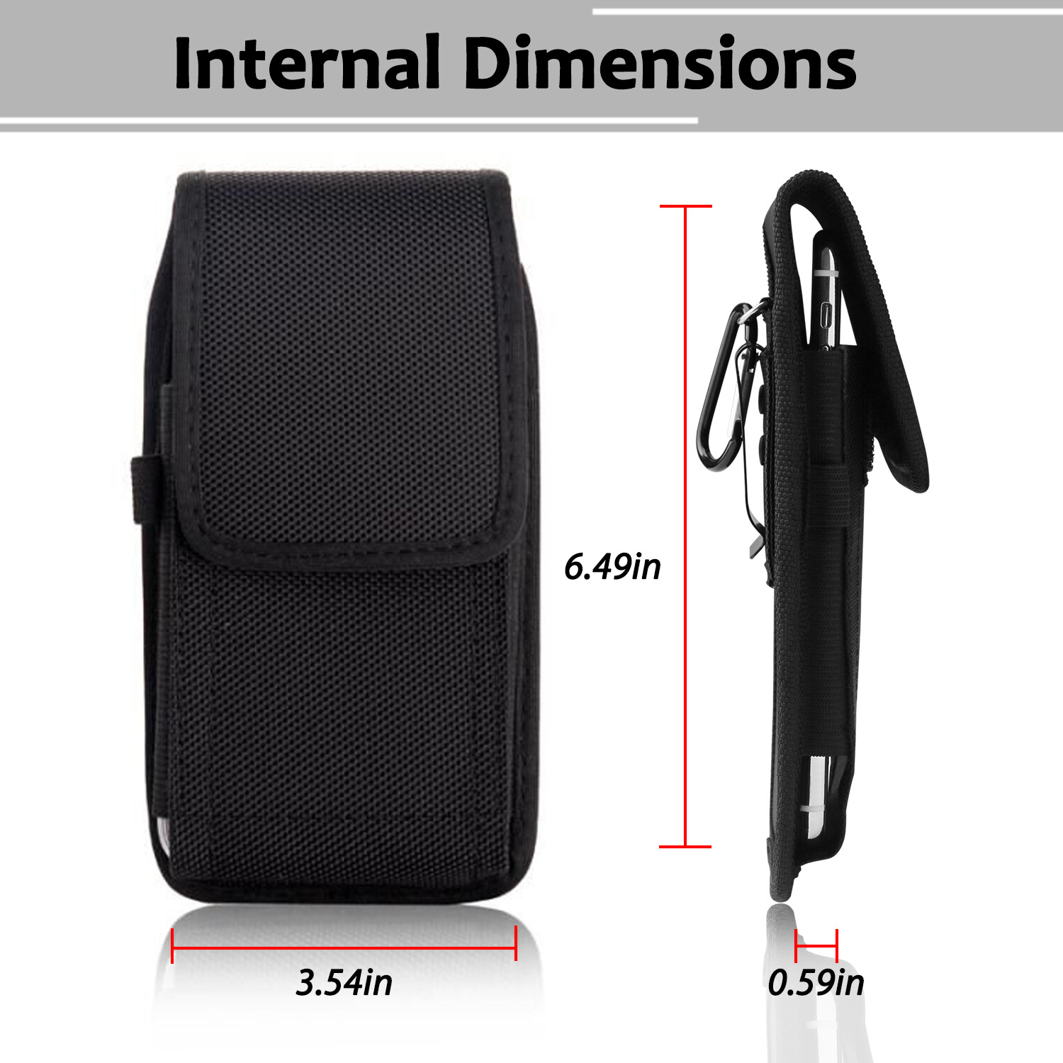 Universal Vertical Phone Holster Pouch with Belt Clip - Fits All Cell Phones