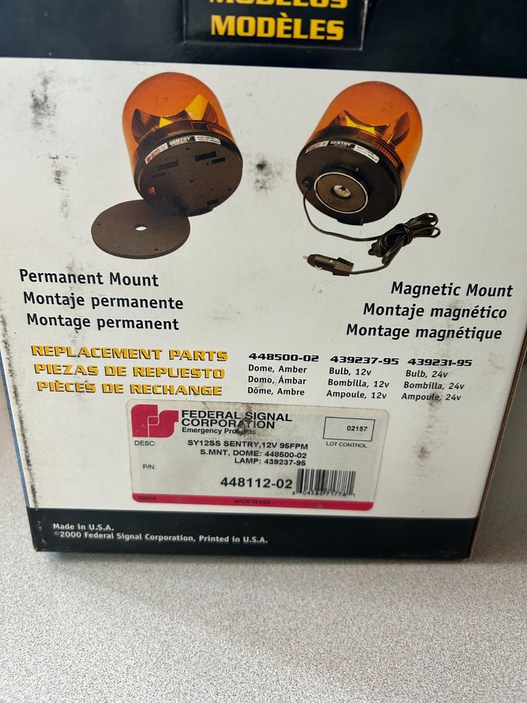 Federal Signal Target Tech Sentry Beacon NOS Amber