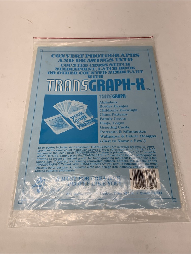 TRANSGRAPH-X 6 CLEAR GRAPHS DESIGN YOUR OWN COUNTED NEEDLE ART