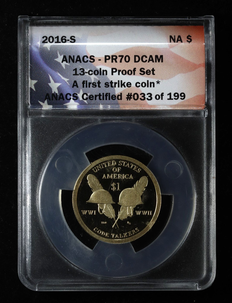 2016-S Sacagawea Code Talkers Proof Dollar ANACS PR70 DCAM