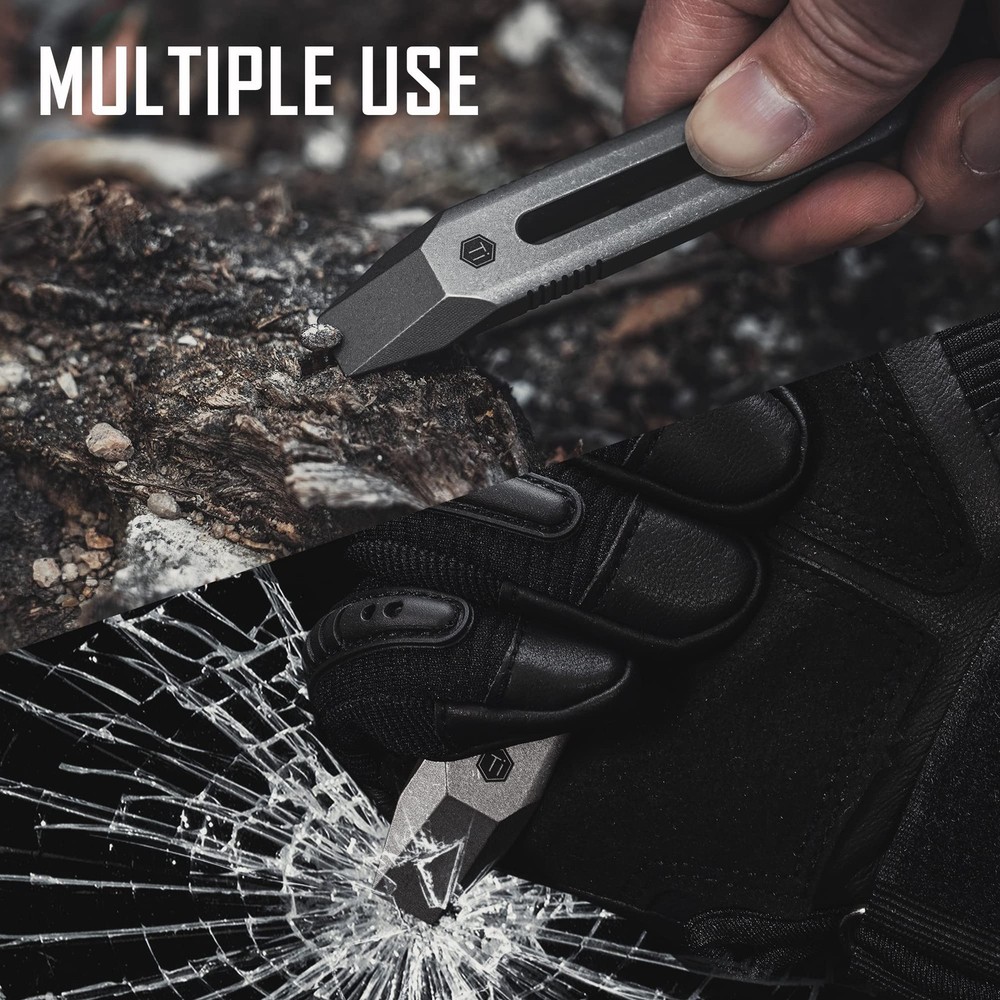 KR00 EDC Pocket Pry Bar Bit Bar Titanium Multitool with Pocket Clip