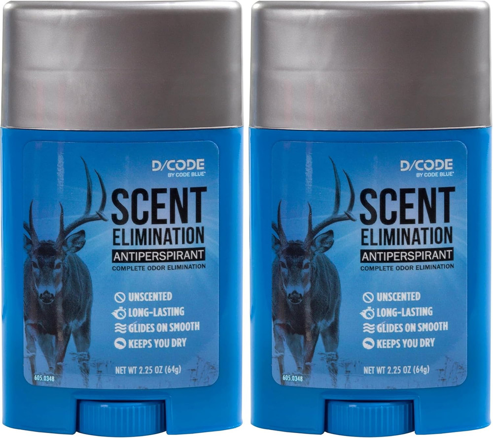 Code Blue Scent Elimination Antiperspirant, Unscented - Hunting Deodorant 2 PACK