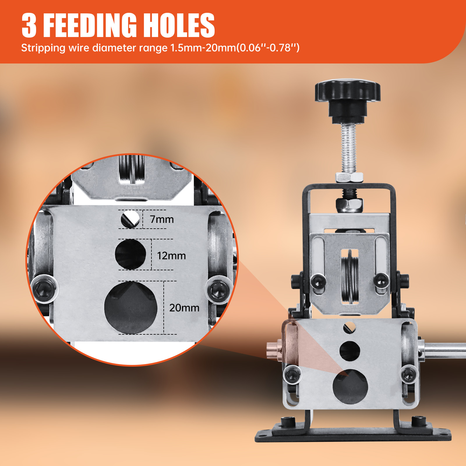 Manual Wire Stripping Machine Drill Powered Hand Crank Wire Stripper Tool 1-25MM