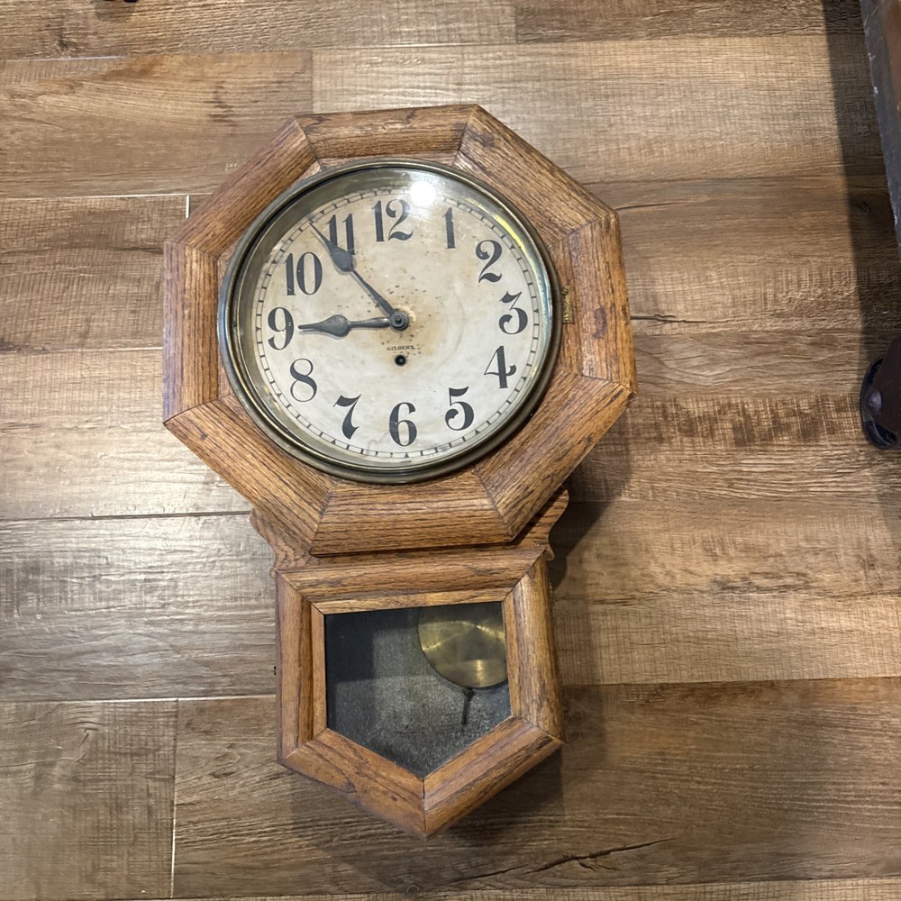 Antique Early W.M.L. Gilbert Keyhole Regulator Wall Clock Untested