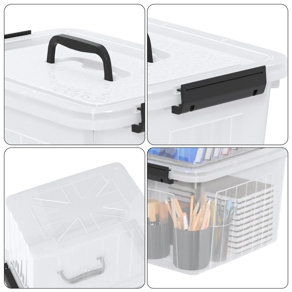 Knifefish 4-Pack Clear Plastic Storage Containers, 18L Medium Bins