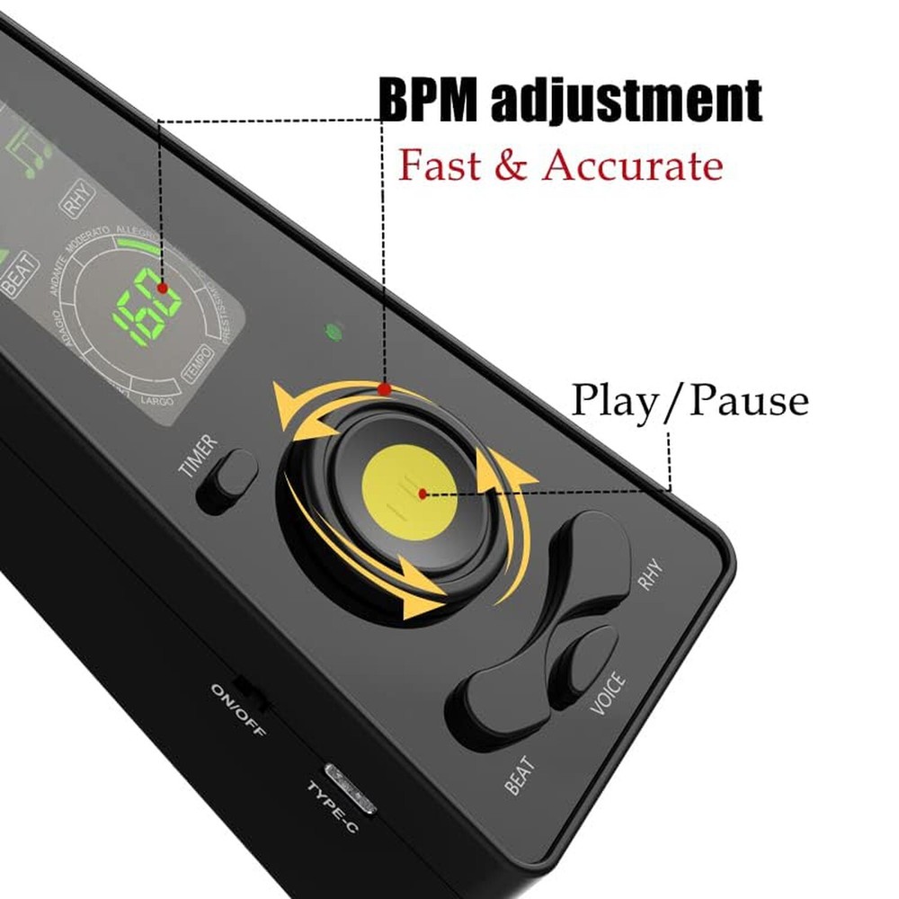 Digital Metronome for Piano Guitar Drum Violin with Timer Vocal headphone Jac...