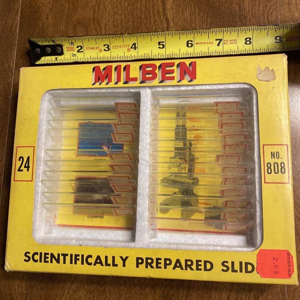 Milben Microscope 22/24 Prepared Slides Bacteria & Blood ***Missing 2 Slides***