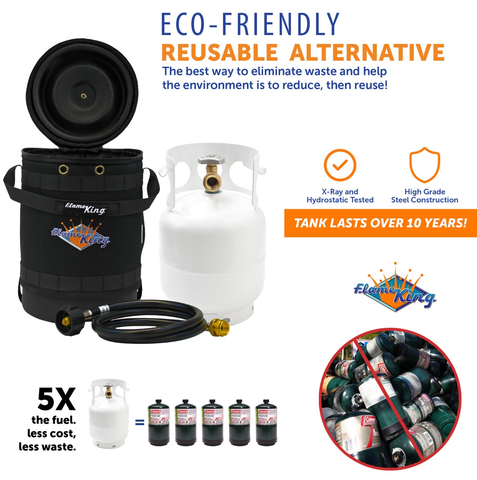 Insulated Protective Carry Case, 5LB Propane Tank and Adapter Hose for Outdoors