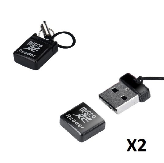 x2  Mini Super Speed Micro SD/SDXC TF USB 2.0 Card Reader Adapter ( 2 PCS )