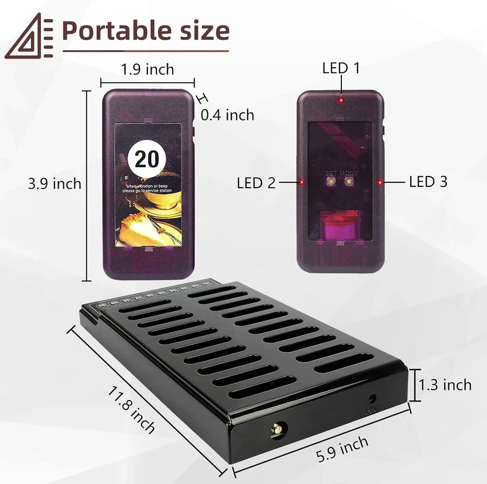 T111 Restaurant Pager System, Buzzers for Restaurant, 500M Long Range, Replaceab