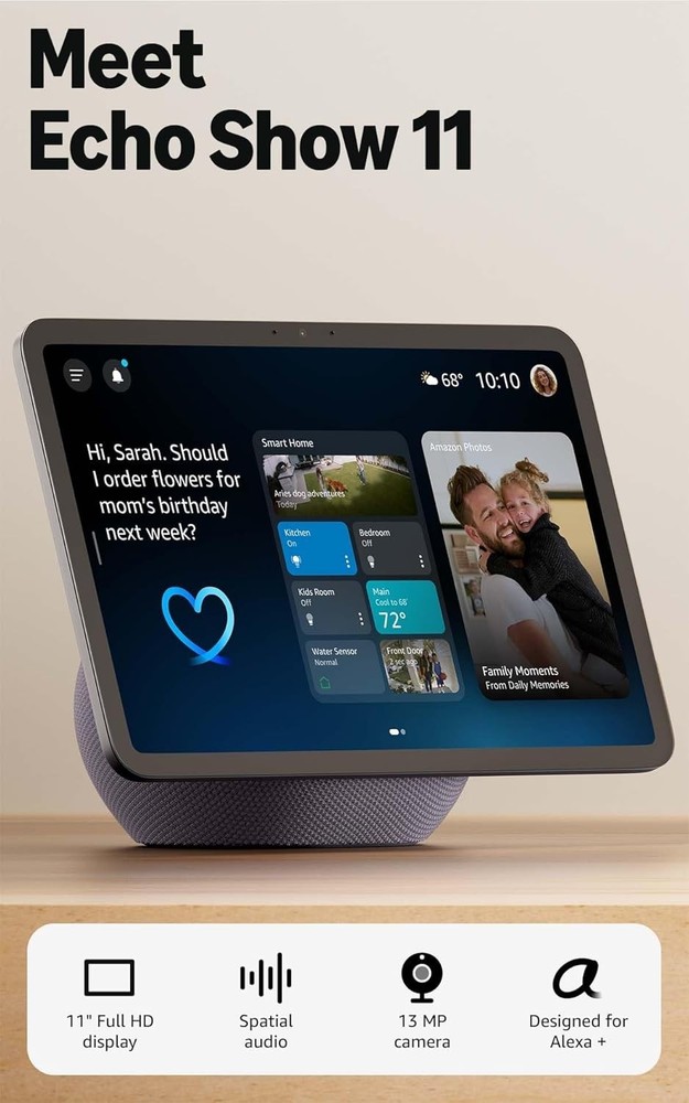 Stunning 11-inch Echo Show 11 with Enhanced Viewing, Privacy Controls, Graphite