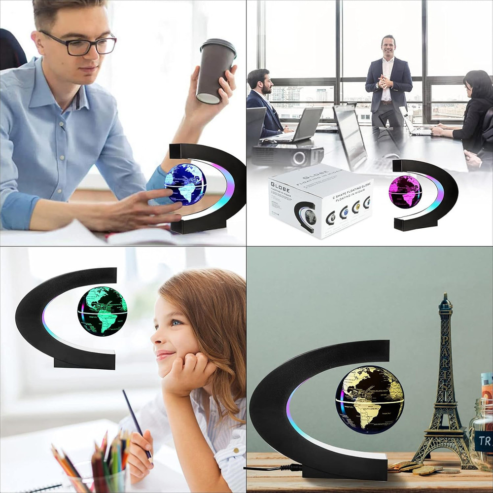 Multicolor Changing Magnetic Levitation Floating World Map Globe, Floating Globe