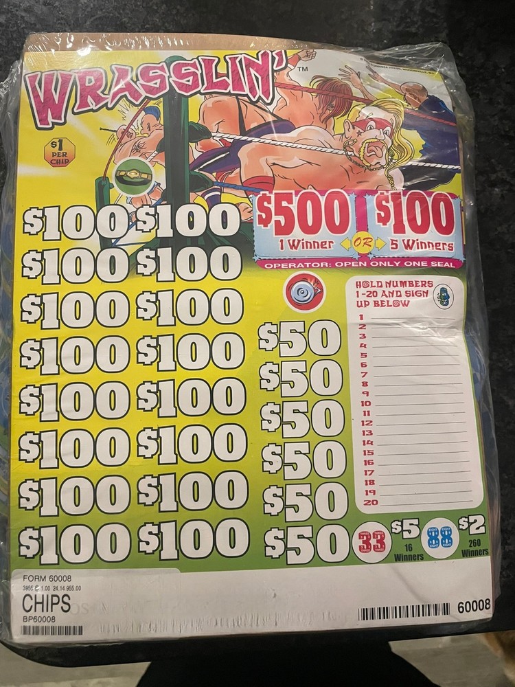 Pull Tab Tickets - Chips - Game - Holder - Wrasslin - 3,955 ct