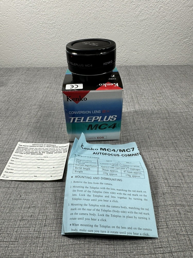 Vintage Kenko for Digital Conversion Lens 2x Teleplus MC4 for Canon-EOS