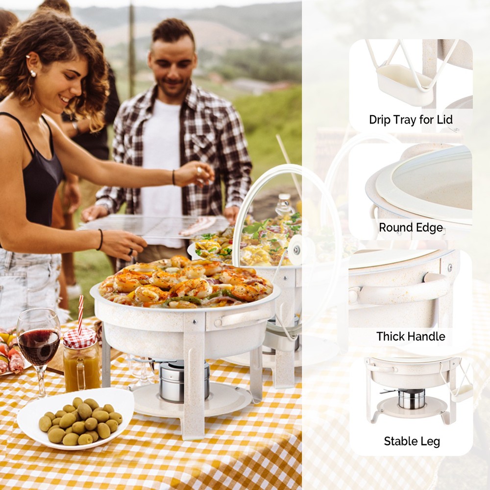 4-Pack 5QT Chafing Dish Set, Maifanite Stone Coated Buffet Warmers Stackable