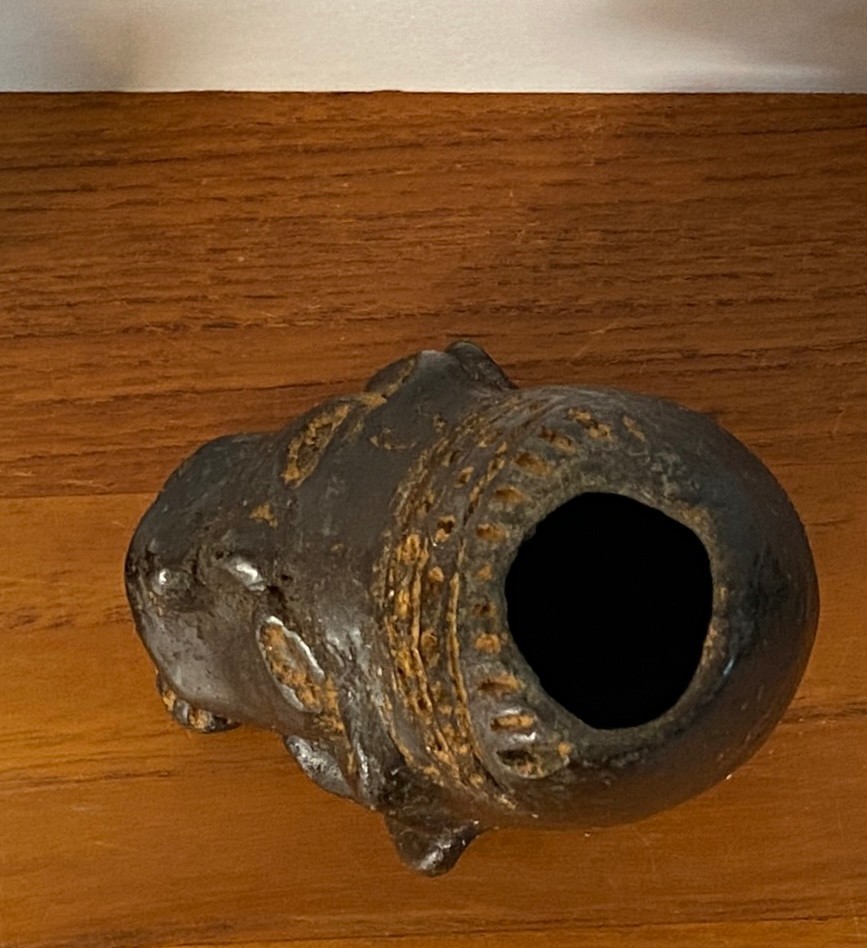 3 Pre Columbian Style Black Ware Clay Figures Musical Seated Vintage / Antique