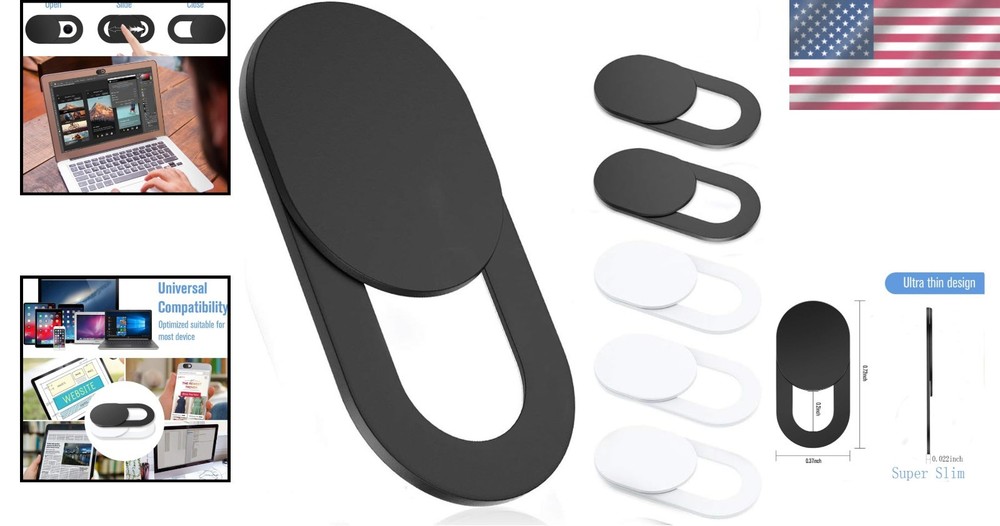 Universal Webcam Slide Covers - 0.022in Thick, 6 Pack with Easy Installation
