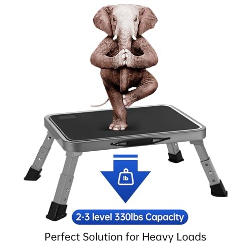 RV Step Stool Foldable 1-Step Ladder Sturdy Metal Stable Step Stool 3-Level