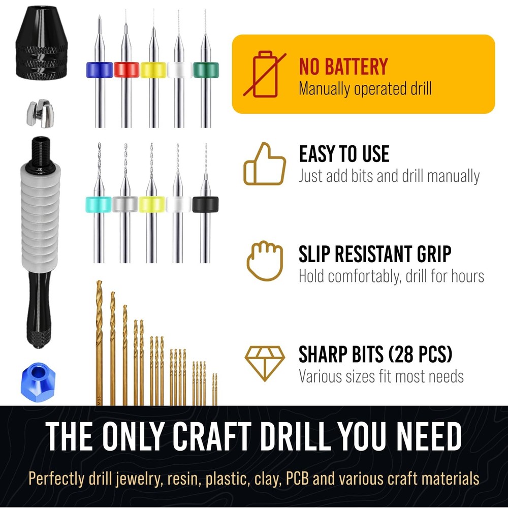 Micro Drill Bits Set with Pin Vise | Small Hand - Blue
