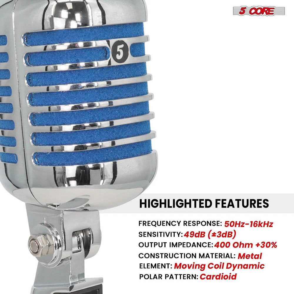 5Core Vintage Microphone Classic Dynamic Professional XLR Studio Retro Style Mic