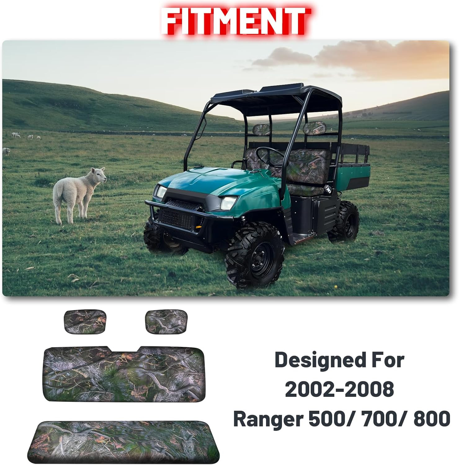 UTV Ranger Seat Covers, Camo Waterproof Seat Covers Compatible with Polaris Rang