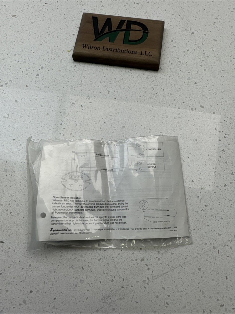 Pyromation Temp Sensor 401-185-1750C-00 New
