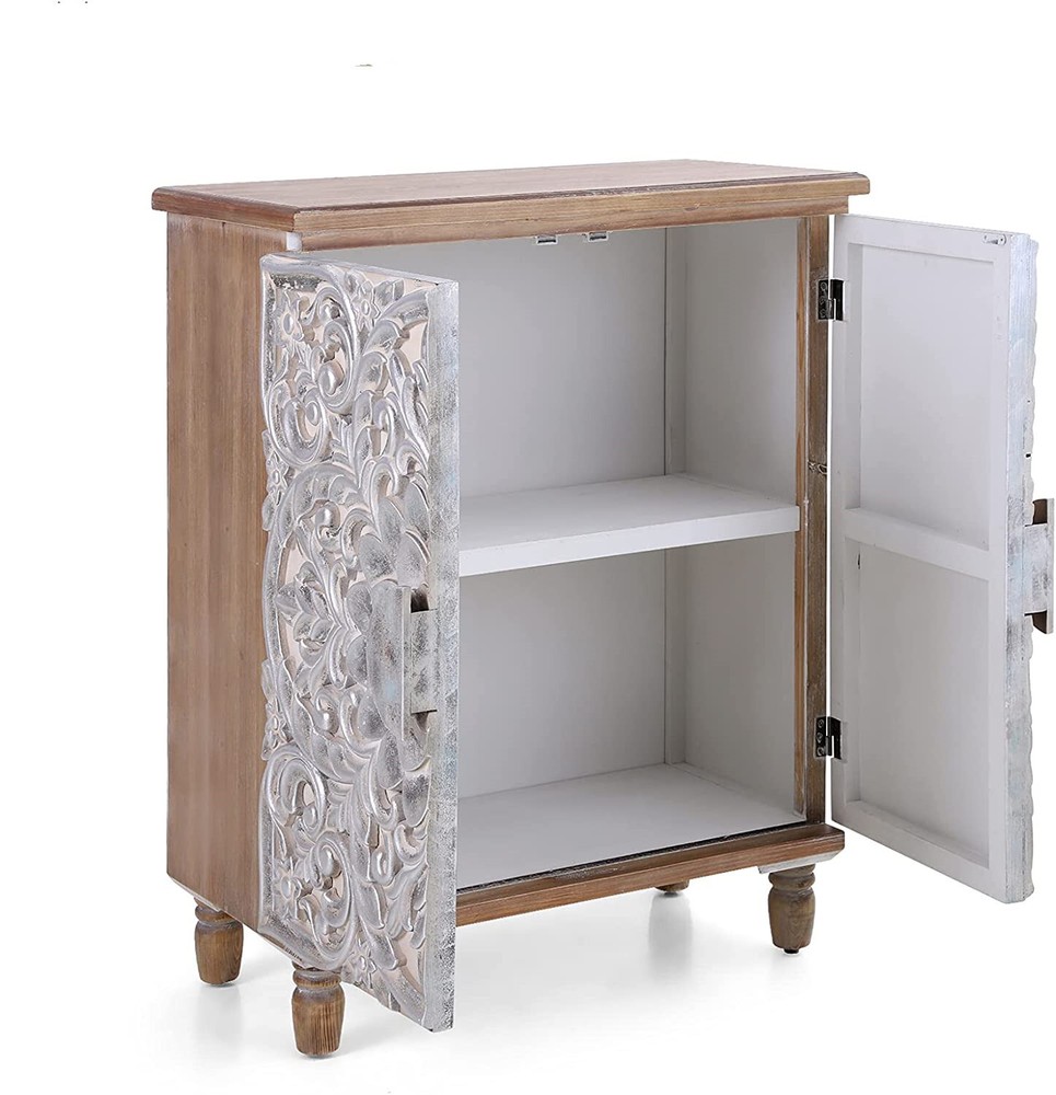 Accent Cabinet with 2 Doors Sideboard Buffet Storage Kitchen Distressed Cabinet